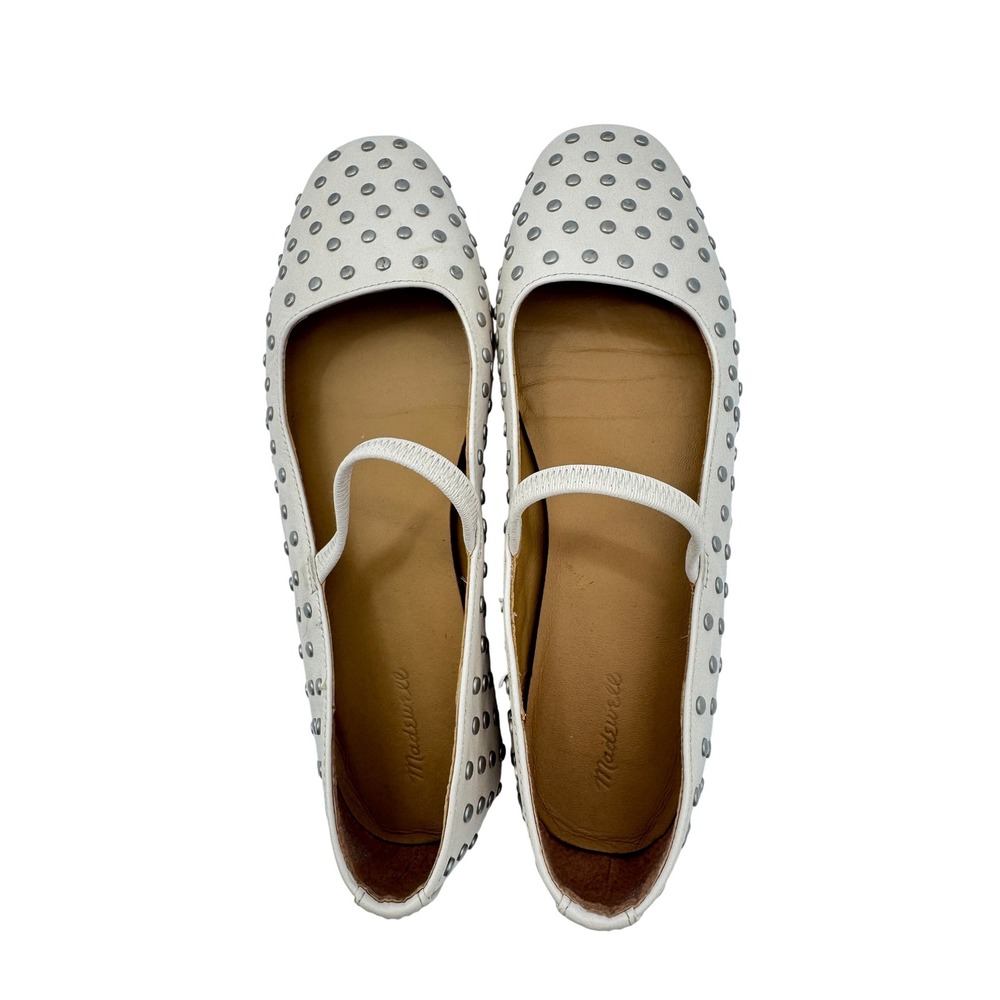 Madewell Greta Ballet Flat Off White Studded Jane Shoes Women Size 6.5 - Picture 7 of 12